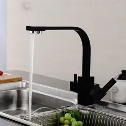 Kitchen Faucets Multifunctional Black Basin Faucet Drinking Water Cranes &Cold Mixer Tap Antique Brushed Pure