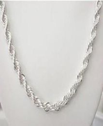 Fine 925 Sterling Silver NecklaceXMAS New 925 Silver Chain 4MM 1624Inch e Rope Necklace For Women Men Fashion Jewelry Link 86695201582979