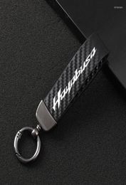 Keychains Fashion Motorcycle Carbon Fiber Leather Rope Keychain Key Ring For GSX1300R HAYABUSA GSX 1300R GSX1300 Miri229677888