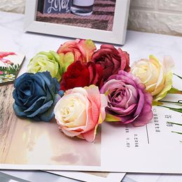 50 100pcs 6 5cm Artificial Sike Princess Rose Flower Heads For Home Wedding Decoration DIY Scrapbook Craft Supplies Fake Flowers 2327J