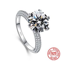 100% 925 Sterling Silver Ring 1 5 Carat Round CZ Diamond Engagement Jewelry for Women Wedding Gift226n