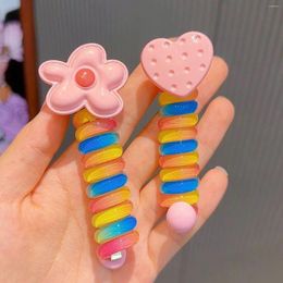 Hair Accessories Ponytail Holders Flower Telephone Line Band Colourful Headband Transparent Rainbow Ring