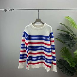 mens sweater Trendy European CE Knitted Shirt with Blue Stripe Printed Unisex Top and Woolen Sweater