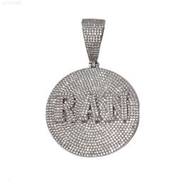 Round Pendant Ice Out Pendant Inside the Letter Can Be Customized 1-8 Letters Zircon Hip Hop Jewelry