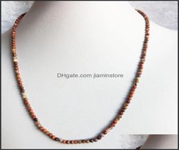 Chains M Faceted Red Blood Brecciated Jasper Necklace Shiny Natural Stone Chain Chocker Beaded Mother Daughter Necklaces6925309