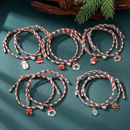 Wedding Rings 2pcs Couple Magnet Bracelet With Christmas Santa Claus Attraction Rope Pendant Bangles Lovers Jewellery