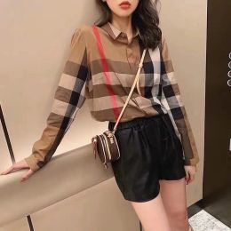 Top Women's Blouses 2024 Designer Shirts Fashion Classic Summer Plaid T-Shirt Plus Size Casual Long Sleeve Spring Office Lady Shirts