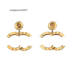 2023 Fashion style drop Earring smooth in 18K Gold plated silver words shape for Women wedding Jewellery gift With box JK6E