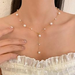 Pendant Necklaces Elegant Collarbone Chain Small And Fresh Starry Pearl Necklace Minimalist Tassels Versatile Personalized Fashionable