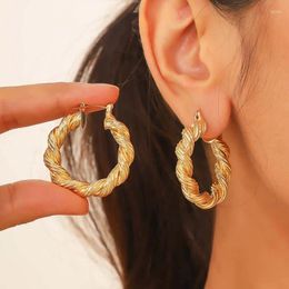 Hoop Earrings 2024 Trendy Metal Twisted Thick For Women Punk Hiphop Gold Colour Big Round Circle Geometric Jewellery