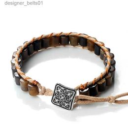 Charm Bracelets Fashion Multicolor Natural Agates Stone Bracelet for Women Men Tibetan Wr Tiger Eye Bead Ethnic Bracelets Crystal Jewelry GiftL231214