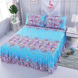 Bed Skirt 3Pcs/Set Korean Brushed Printed Cover Student Dormitory Non-Slip Sheet Bedroom 3D Lace Bedding