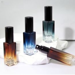 5ml 10ml Glass Square Perfume Bottle With Paper Box High Quality Refillable Spray Bottles Gradient Blue Man Parfum Bottle