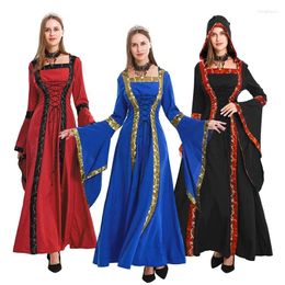 Casual Dresses 2024 Autumn Winter Women's Clothing Halloween Hooded Dress Retro Mediaeval Lace Up Stage Performance Expansion Skirt