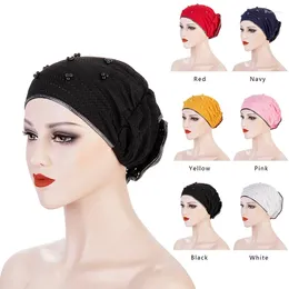 Berets Cross-Border Back Scarf Toque Beaded Large Flower Tam-O'-Shanter Muslim Lace Sleeve Cap