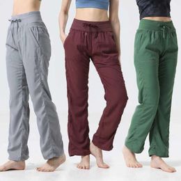 Yoga Outfit LU-2024 Breathable sweatpants women jog fast dry slim loose running workout baggy pants pocket slacks
