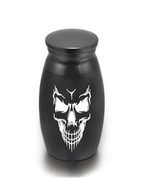 Skull Face Shaped Engraving Small Cremation Ashes Urn Aluminum Alloy Urn Funeral Casket Fashion Keepsake 16x25mm1888357