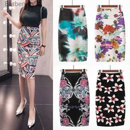 Skirts Women Vintage Flower Print Bodycon Skirt Slim Midi Sexy Elegant Pencil Skirt Bag Hip Bandage Skirt Hip Wrap Lolita Short SkirtL231212