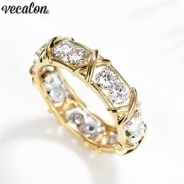 Vecalon infinity Lovers Ring 5A Zircon Cz Wedding Rings for Women men Yellow Gold Filled Bridal Engagement Band Gift2500