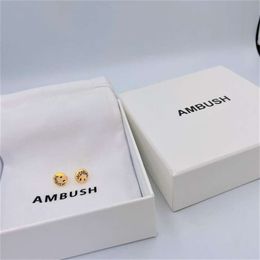 ambush earrings Old Silver Earrings Pure Silver Anti Allergy 925 Pure Silver Japanese Korean AMBUSH Earrings Silver Jewellery Smiling Face Simple Ears