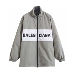 Mens Jacket Balencigss Coat Trendy Brand 2023 New Blcg White Grey Patchwork Slogan Mens and Womens Casual Sports Paris Stormtrooper Jacket