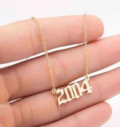 Stainless Steel 2002 2003 2004 2005 2006 Number Pendant Necklaces Women Femme Statement Necklace Year Number Jewlery Collier G12131264440