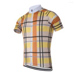 Racing Jackets Yellow Cycling Jersey Men Summer Short Sleeve Tops Team Ride Bike/Mtb Wear Breathable Clothing Wholesale Custom Made