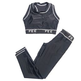 Womens Yoga Set Sleeveless Fitness Suit Yoga Vest With Padded Yoga Tights Leggings Two Piece Set