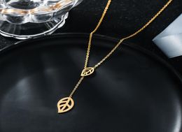 Titanium steel leaf gold lady Pendant 44cm necklace women classic fashion Korean luxury student wedding anniversary gift for girlf7730579