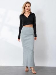 Skirts Fashion Women Knit Skirt Elegant High Waist Solid Slim Fit Fishtail Long For Casual Daily Skin Friendly