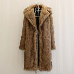 Men's Fur Faux Fur Winter Warm Faux Fur Jacket Men Thick Plus Size Long Jacket Vintage Plus Size Snowsuit Jacket Men's Fur Coats 231211