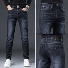 Men's Jeans designer jeans Light Luxury European Goods 2023 Spring Dark Blue Fashion Brand Slim Fit Small Feet Versatile Elastic Casual Long Pants 91W8