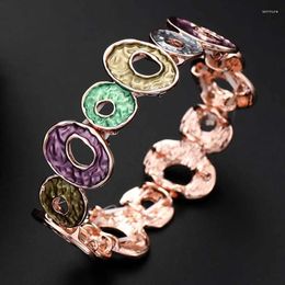Charm Bracelets Amorcome Vintage Colroful Round Bracelet Enamel Texture Handmade Elastic Rope Stretch Jewellery For Women Girls