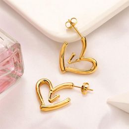 18k Gold Plated Stud Earring Luxury Brand Designers Love Letter Charm Women Stainless Steel Diamond Earring Wedding Party Jeweller232S