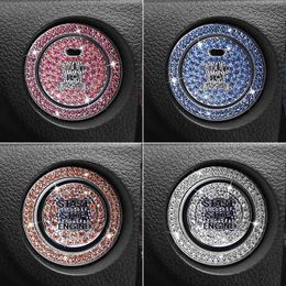 Car Start Switch Button Auto Decorative Diamond Stickers Rhinestone Ring Circle Trims Protective Cover Accessories 2Pcs/set