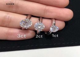 Have stamp 925 sterling silver claw 1-3 karat diamond rings moissanite womens marry engagement wedding sets style jewelry gift1713003