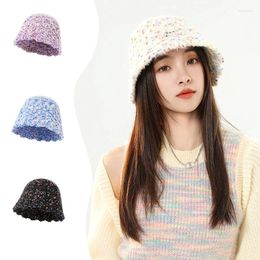 Berets Colour Knitted Fisherman Hat Beanies Trendy Winter Warm Ear Protection Cap Soft Comfortable Thick Casual Versatile Ladies