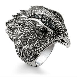 Hip Hop Personality Retro Jewelry 925 Sterling Silver Fashion Eagle Ring Female Wedding Bird Wedding Band Ring For Men Gift297L