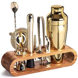 Bar Tools Cocktail set Mixology Bartender Kit 10 Piece Tool Set with Stylish Bamboo Stand 231212