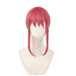 Anime universal chainsaw man chain saw man Marchma cosplay wig rose red Fried Dough Twists braid facial false hair