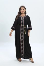 Plus Size Dresses Style African Dashiki Dress Short Sleeve Cotton Embroidery O-neck Jilbab Loose Boubou Casual Abaya Headscarf