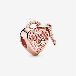 100% 925 Sterling Silver Love You Heart Padlock Charms Fit Original European Charm Bracelet Fashion Jewellery Accessories246z