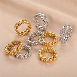 Wedding Rings ANENJERY 316L Stainless Steel Chain Ring For Women Trendy Hip Poo Party Jewelry Accessory WHolesale