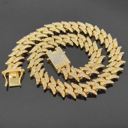 Fashion 18k Gold Hip Hop Jewelry Zircon Spike Miami Cuban Link Chain Punk 16mm Diamond Iced Out Cuban Necklace Bracelet for Men