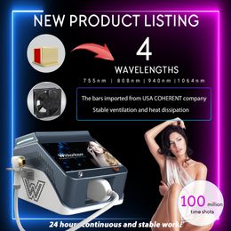 4 Wavelengths Diode Laser 808 Nm Hair Removal Machine Permanent Hair Remove Skin Rejuvenation Portable Type Smart Touch Screen Beauty Salon Or Clinic Use