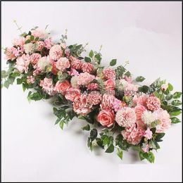 Wreaths Festive Party Home & Garden Decorative Flowers 100Cm Diy Wedding Flower Wall Arrangement Supplies Silk Peonies Rose Artifi206Z