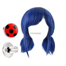 Cosplay Wigs Blue Cosplay Wig for Girl Halloween Costume Short Wigs for Women Unique Style Anime Wigs with Wigs Cap Free Pair of EarringsL240124