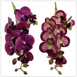5pcs Artificial Latex Butterfly Orchid Flowers 8 Heads 2 Branches Piece Real Touch Phalaenopsis Orchid 27 for Floral Decorat245d
