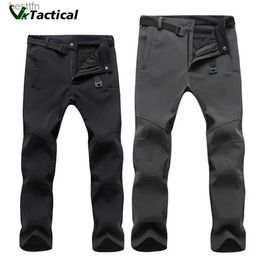 Men's Pants New Winter Softshell Thermal Hiking Pants Tactical Pants Mens Fleece Cargo Pants Waterproof Warm Police Work TrousersL231212