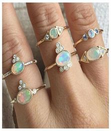 Gold Color Fashion Women Finger Jewelry European Selling Egg Shaped Opal Stone Ring Minimal Delicate9457909